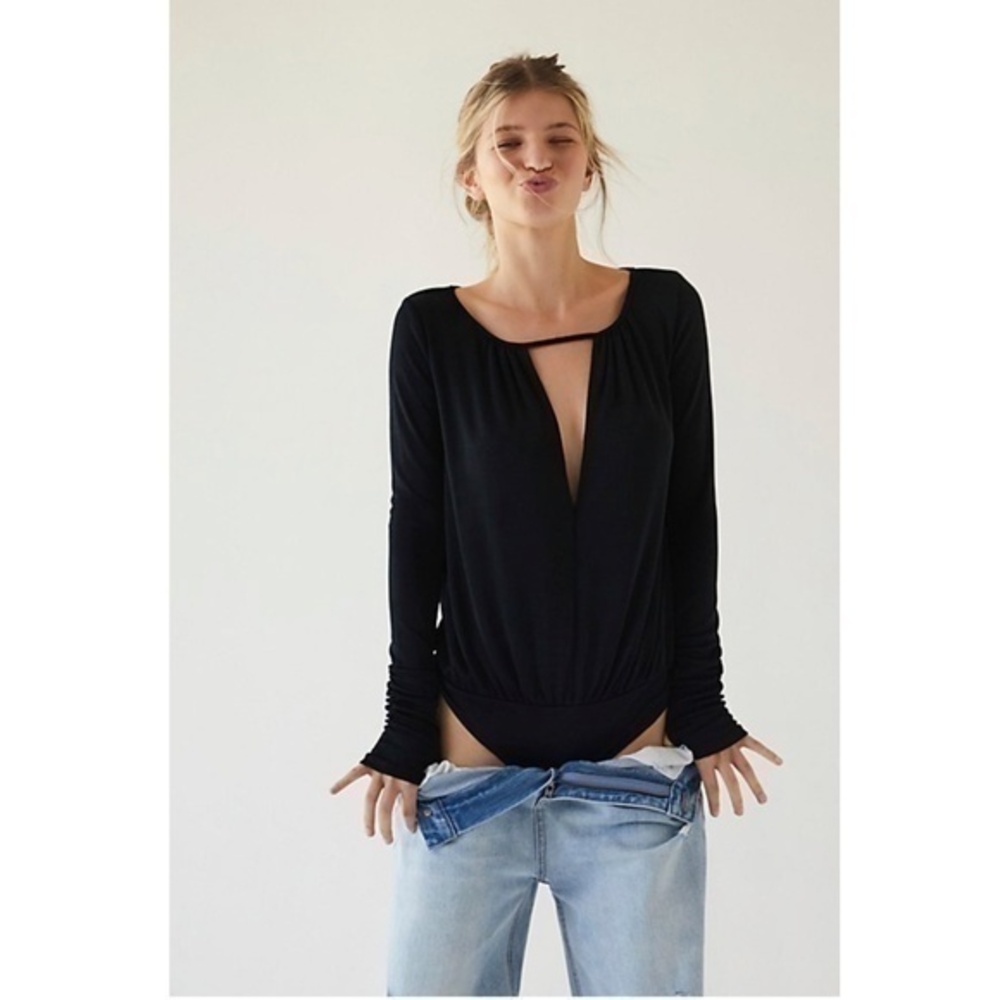 Intimately Free People Black Kaya Long Sleeve Bodysuit Size XS
